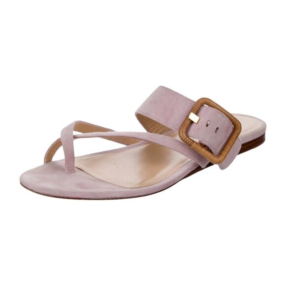 Veronica‎ Beard Salva Suede Buckle Flat Sandals Size 6.5 Purple Slip On Slide - Picture 1 of 5